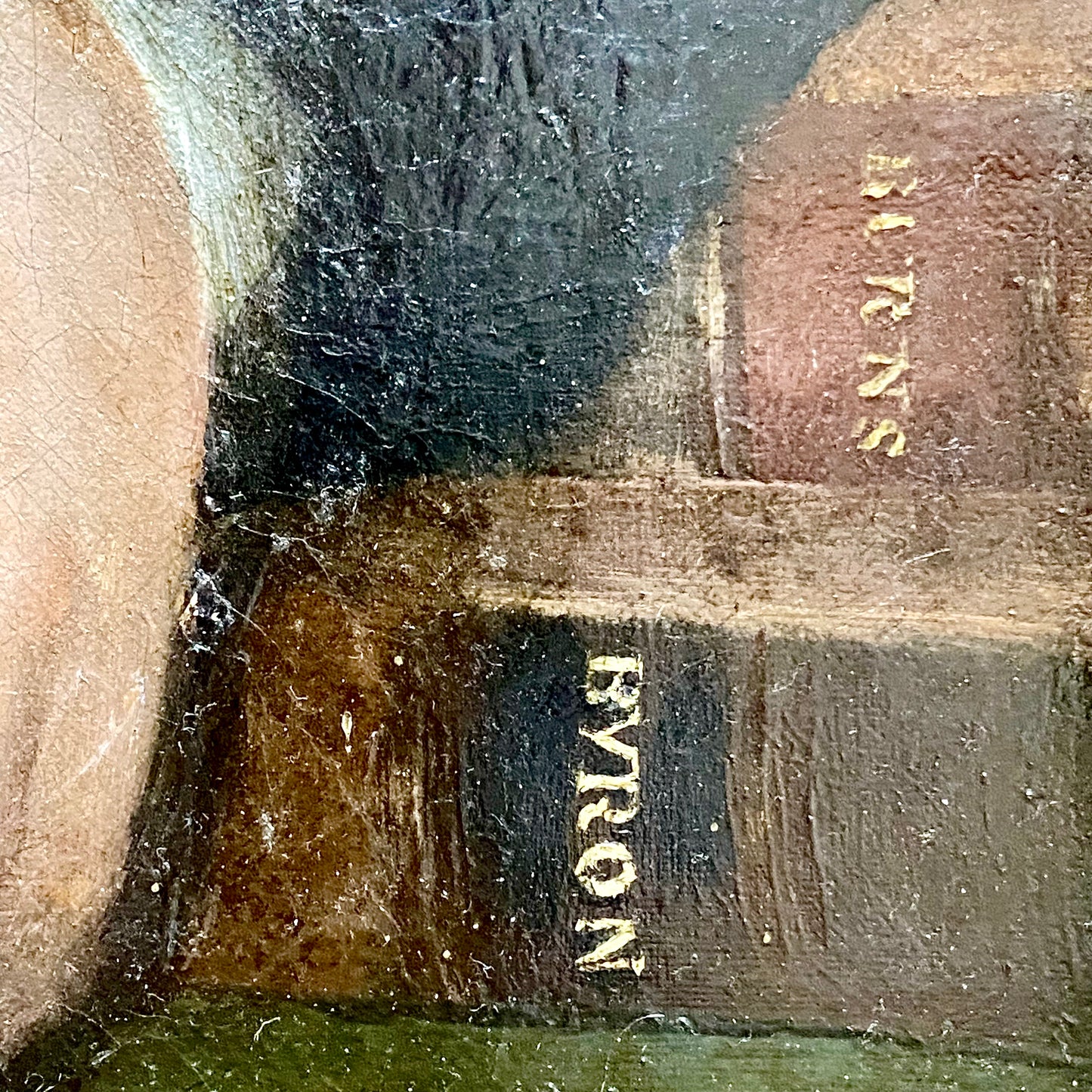 19th Century Seated Gentleman Portrait Burns & Byron Books Oil On Canvas Framed