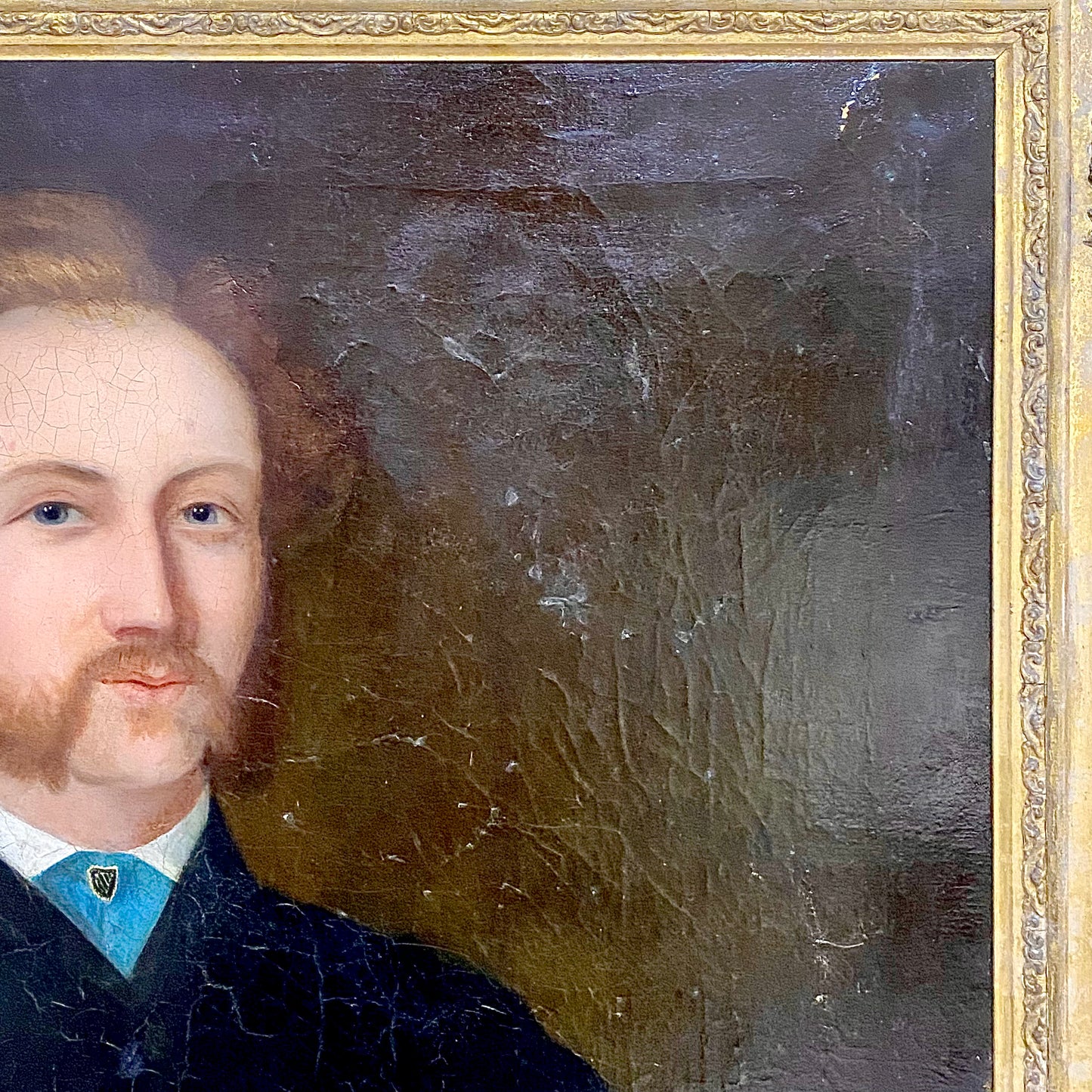 19th Century Seated Gentleman Portrait Burns & Byron Books Oil On Canvas Framed