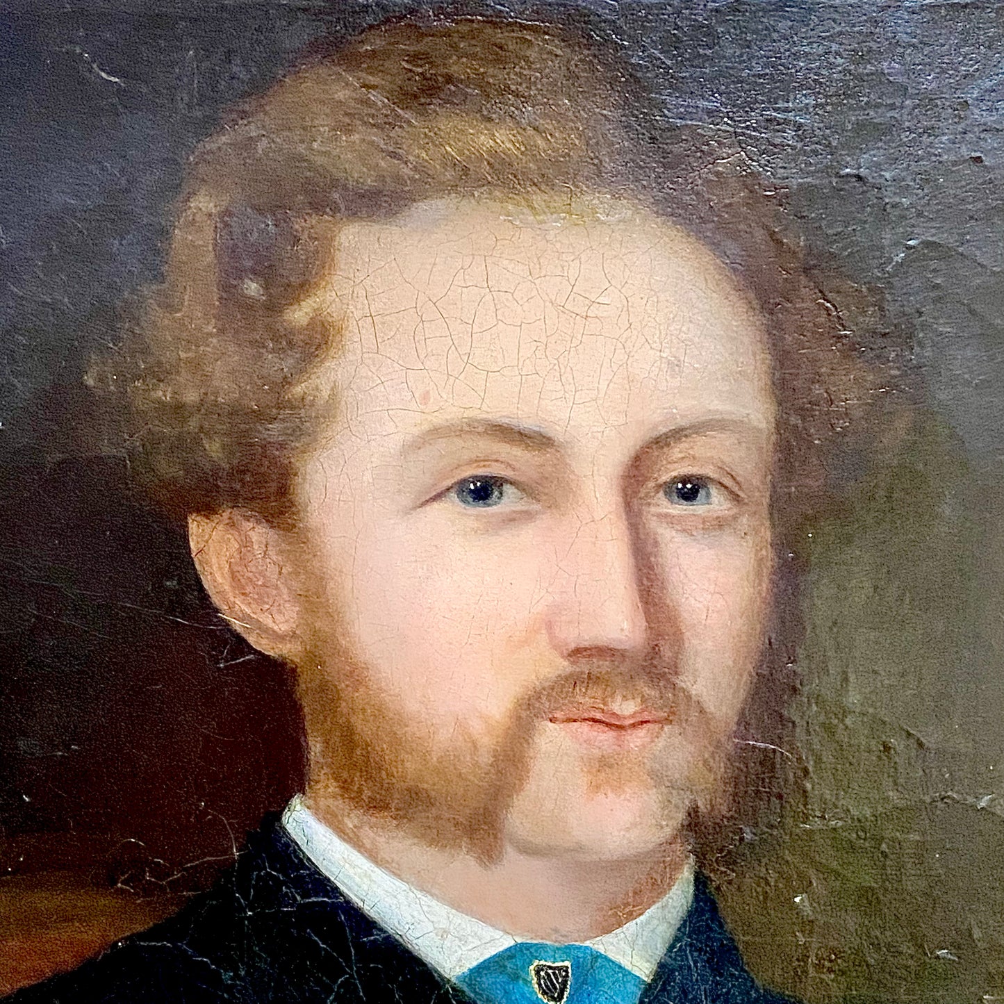 19th Century Seated Gentleman Portrait Burns & Byron Books Oil On Canvas Framed