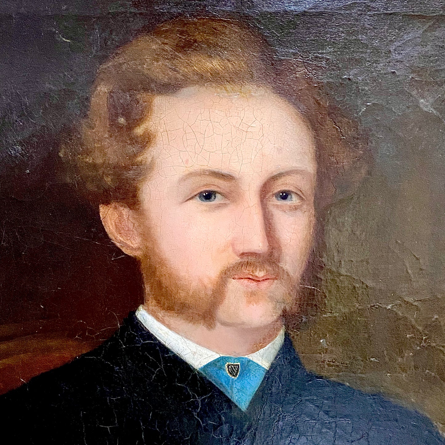 19th Century Seated Gentleman Portrait Burns & Byron Books Oil On Canvas Framed