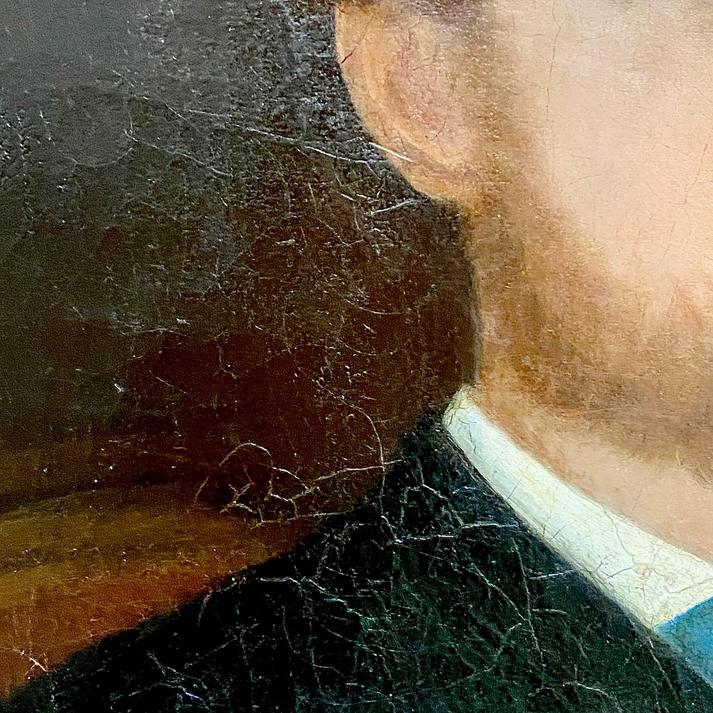 19th Century Seated Gentleman Portrait Burns & Byron Books Oil On Canvas Framed