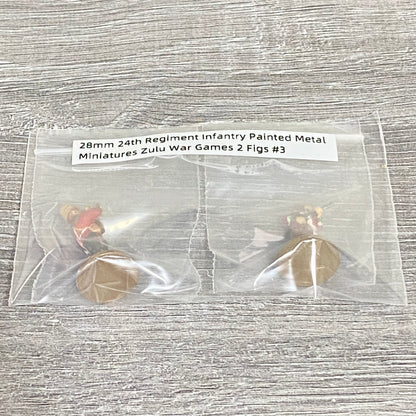 28mm 24th Regiment Infantry Painted Metal Miniatures Zulu War Games 2 Figs #3
