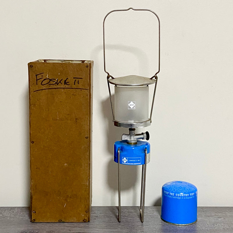 Vintage Campingaz C400 Gas Lantern Light Lamp & Spare Canister With Storage Box