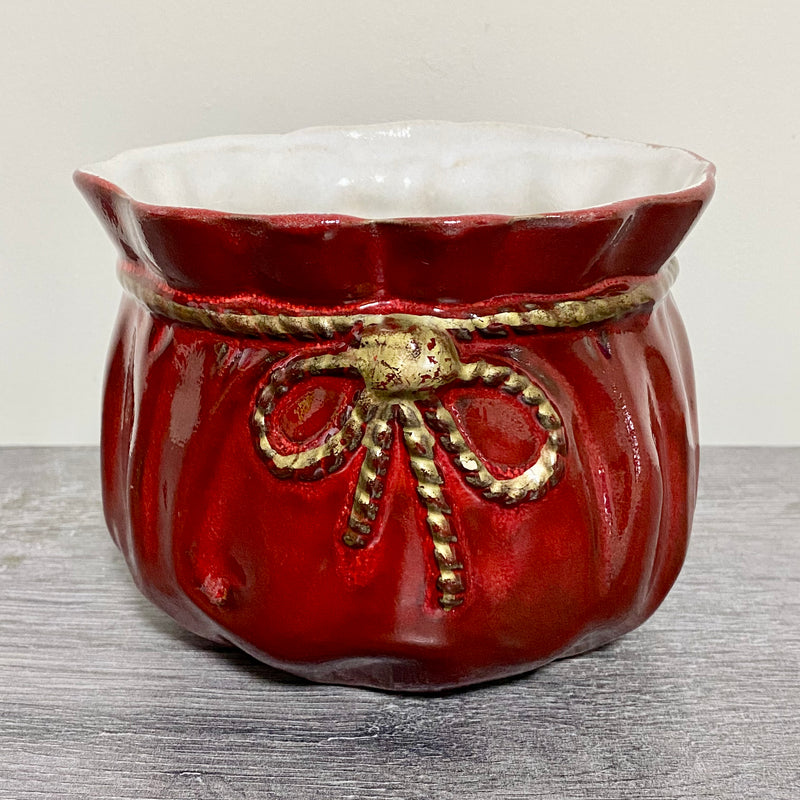 Vintage Traditional Gift Bag Red Pot Vase Ceramic Scheurich Pottery Germany Rare