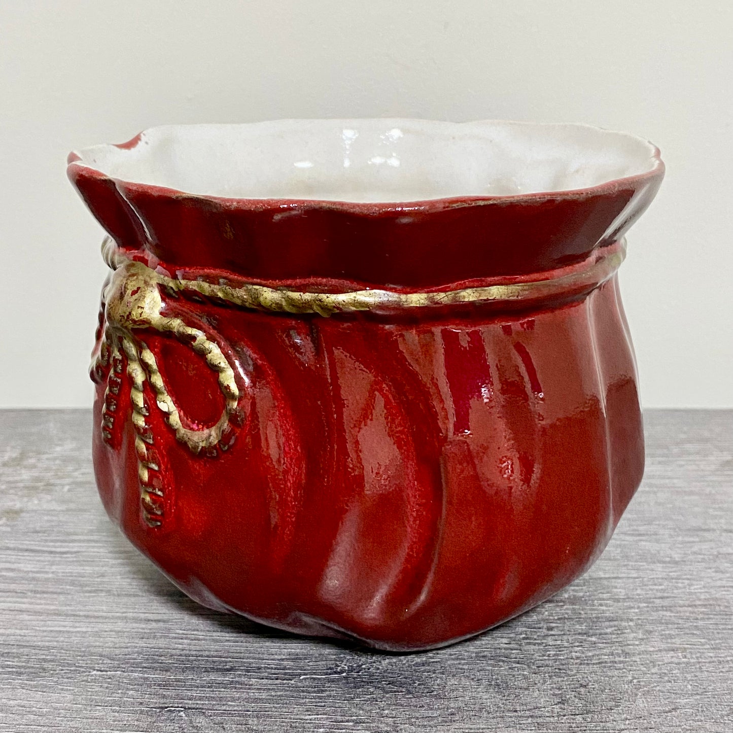 Vintage Traditional Gift Bag Red Pot Vase Ceramic Scheurich Pottery Germany Rare
