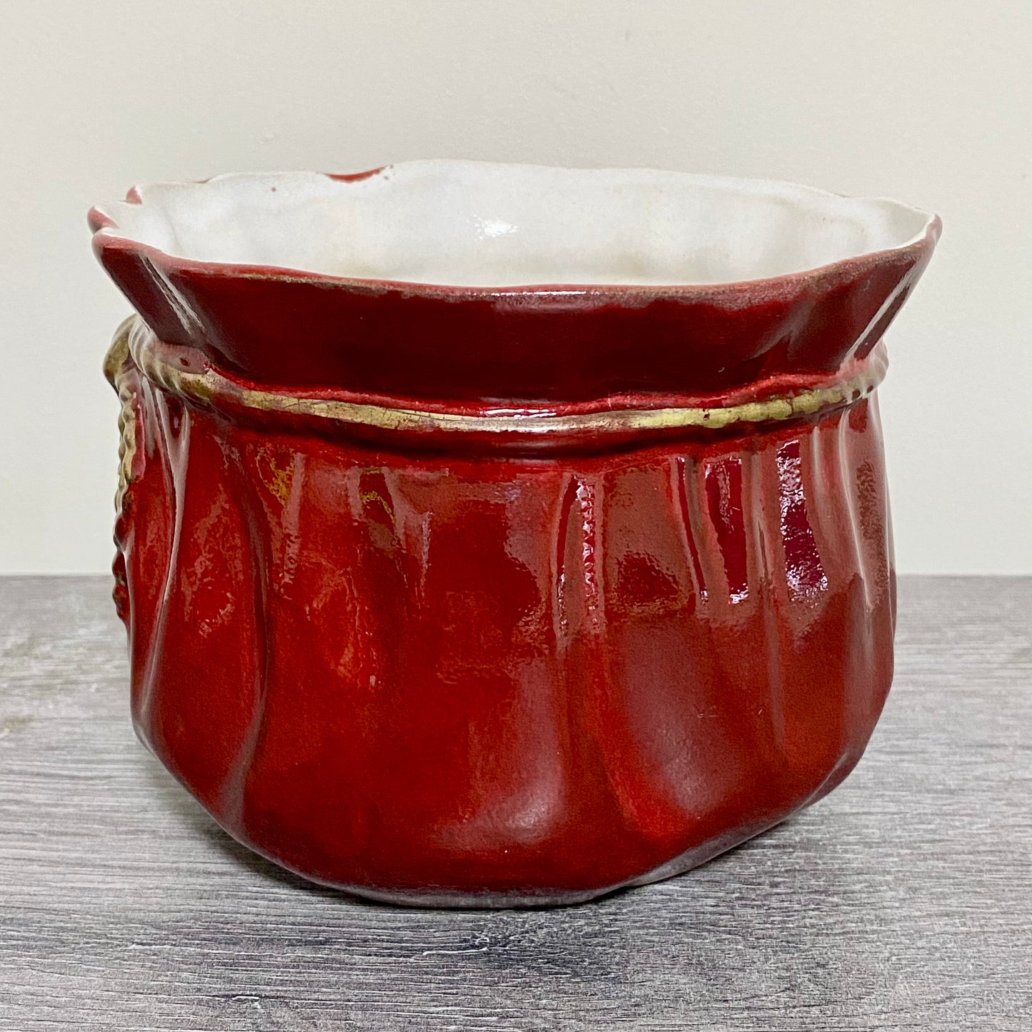 Vintage Traditional Gift Bag Red Pot Vase Ceramic Scheurich Pottery Germany Rare