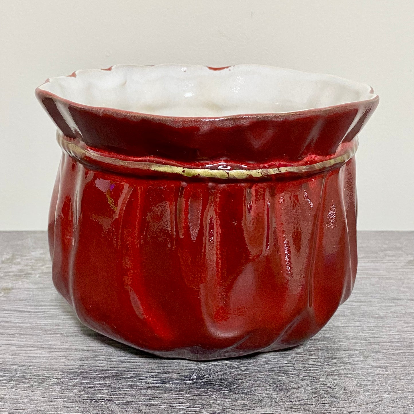 Vintage Traditional Gift Bag Red Pot Vase Ceramic Scheurich Pottery Germany Rare