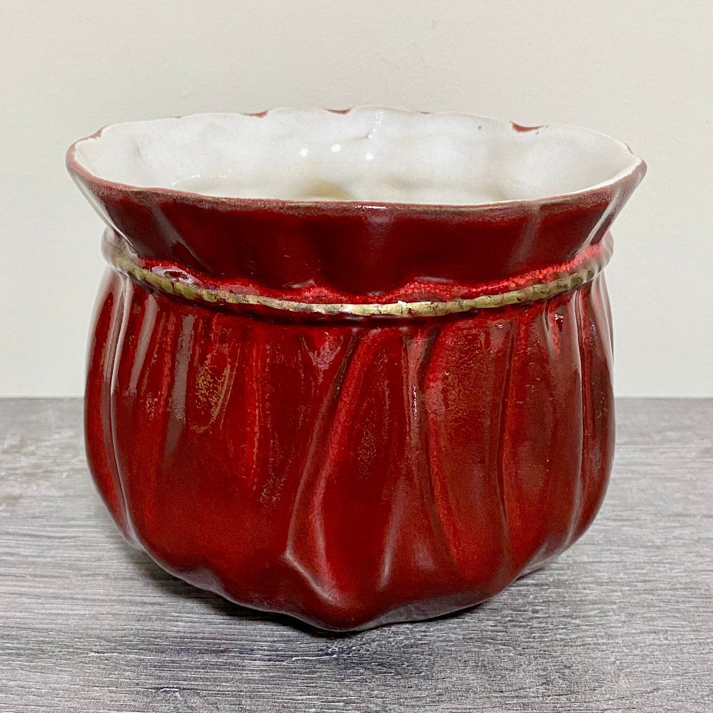 Vintage Traditional Gift Bag Red Pot Vase Ceramic Scheurich Pottery Germany Rare