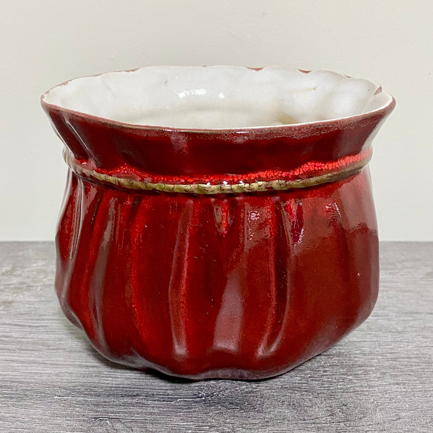 Vintage Traditional Gift Bag Red Pot Vase Ceramic Scheurich Pottery Germany Rare