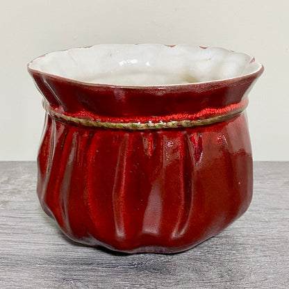 Vintage Traditional Gift Bag Red Pot Vase Ceramic Scheurich Pottery Germany Rare