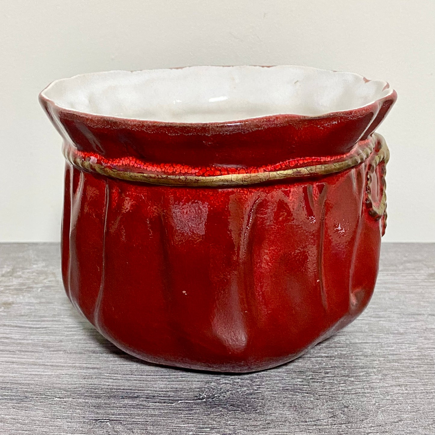 Vintage Traditional Gift Bag Red Pot Vase Ceramic Scheurich Pottery Germany Rare