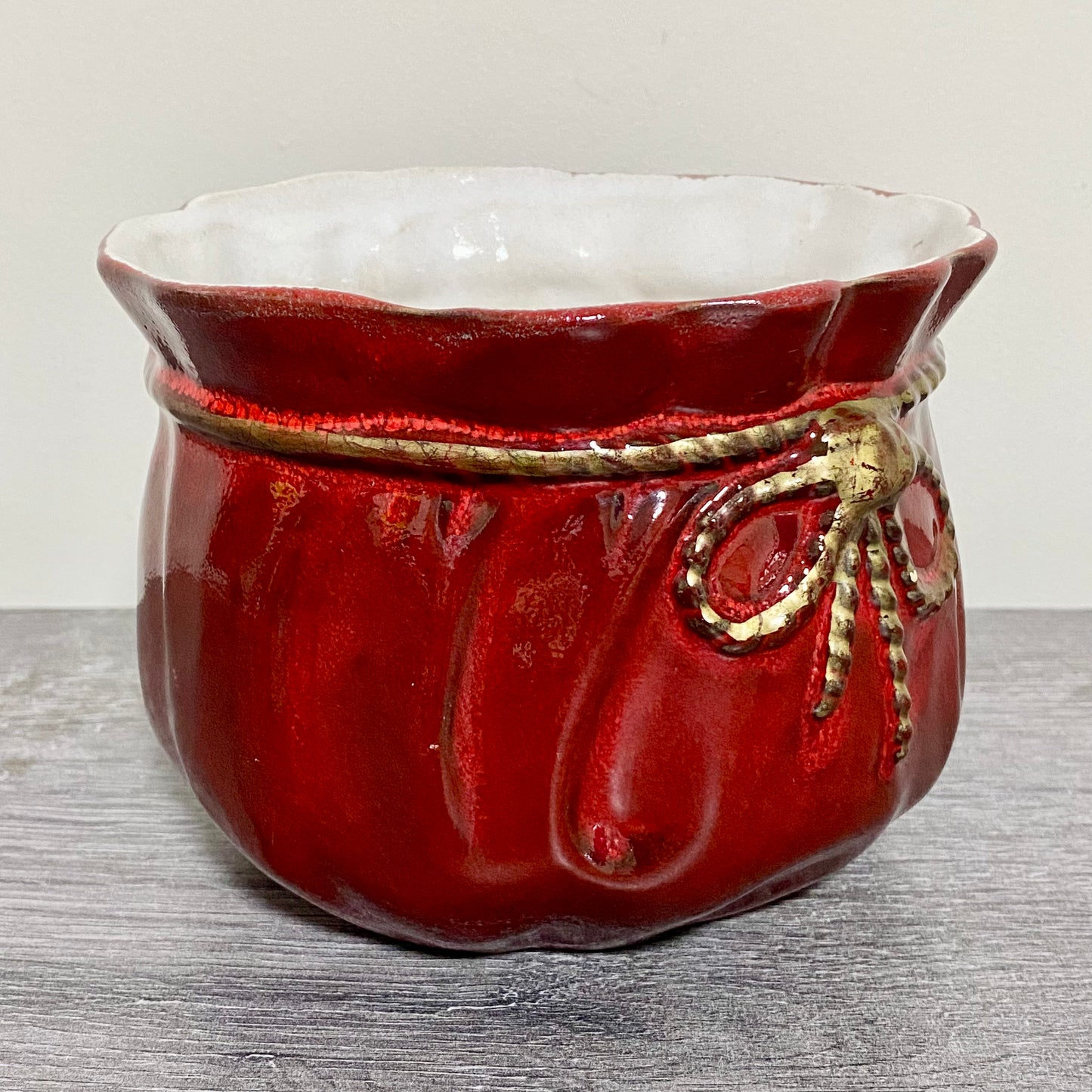Vintage Traditional Gift Bag Red Pot Vase Ceramic Scheurich Pottery Germany Rare