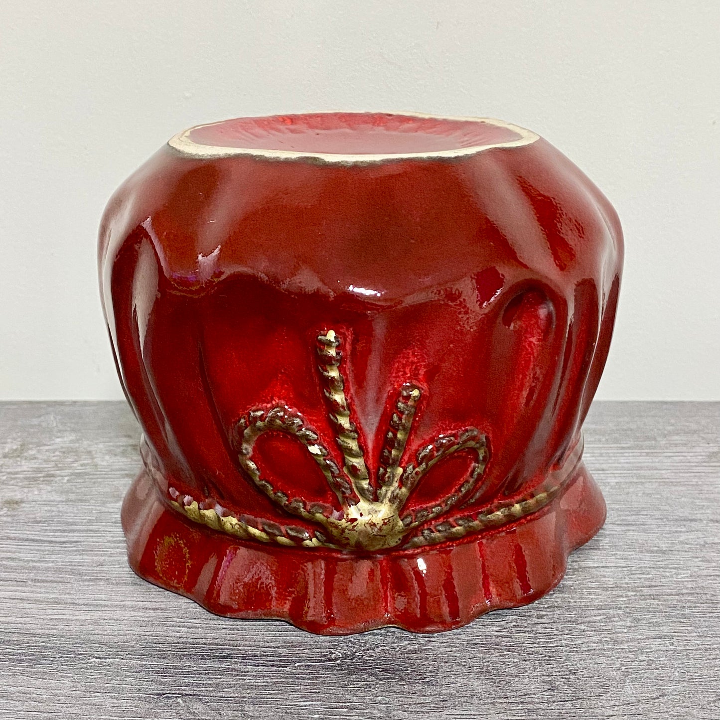 Vintage Traditional Gift Bag Red Pot Vase Ceramic Scheurich Pottery Germany Rare