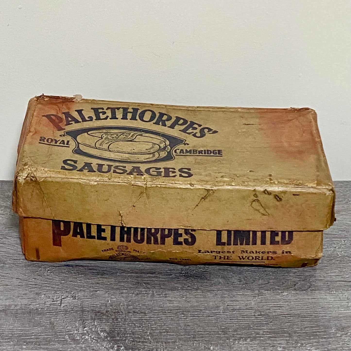 Vintage Palethorpes Sausages Display Box With Prop Sausages Royal Cambridge Rare