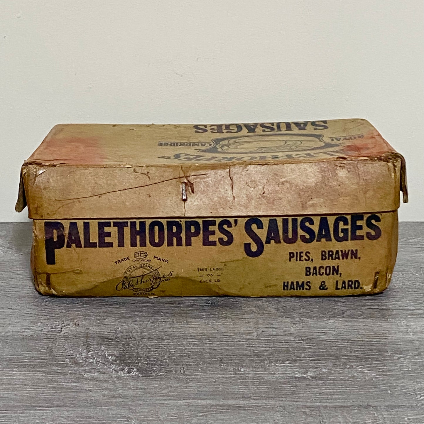 Vintage Palethorpes Sausages Display Box With Prop Sausages Royal Cambridge Rare