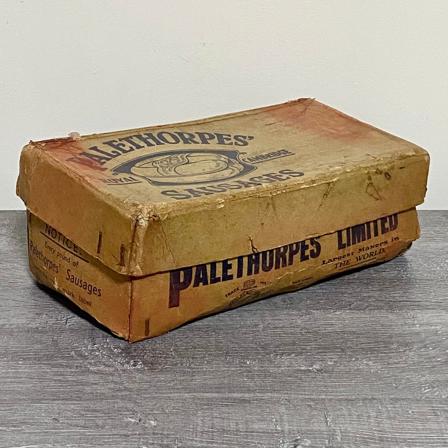 Vintage Palethorpes Sausages Display Box With Prop Sausages Royal Cambridge Rare