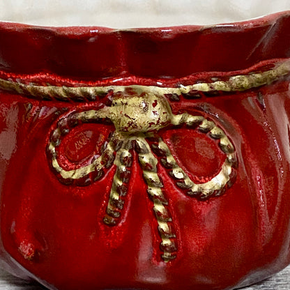 Vintage Traditional Gift Bag Red Pot Vase Ceramic Scheurich Pottery Germany Rare