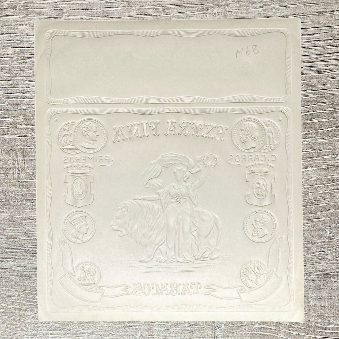 Vintage La Caoba Extra Tabacos Advertising Paper Cigar Box Label Embossed Gold