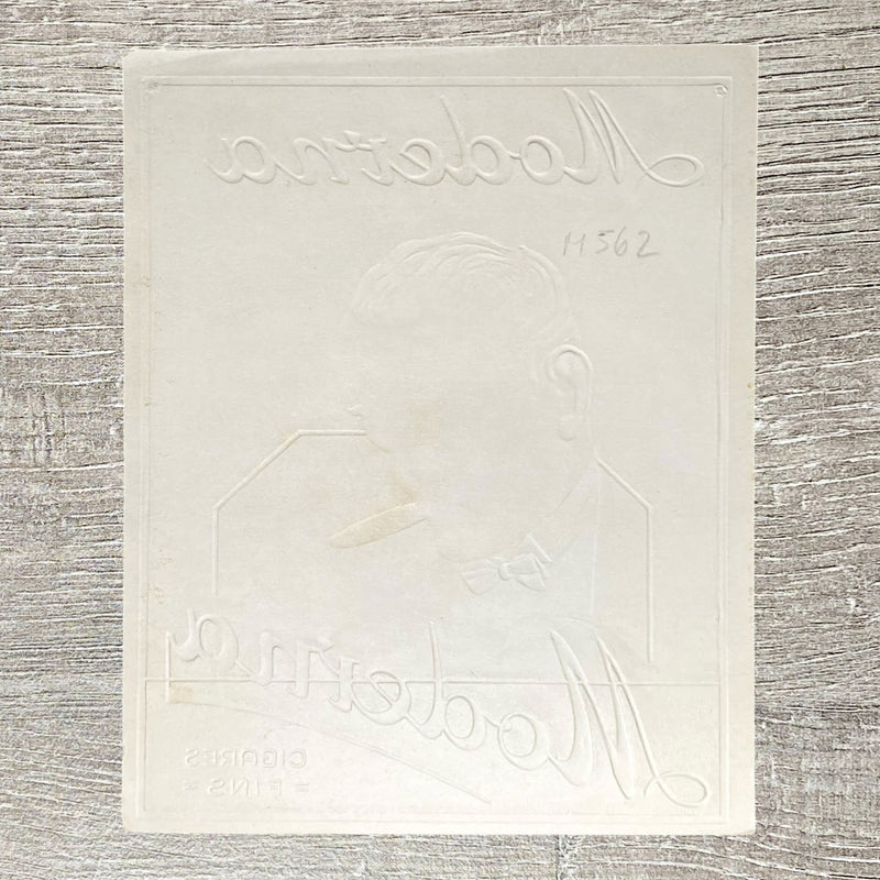 Vintage Moderna Cigars Man Smoking Cigares Fins Advertising Cigar Box Label Rare