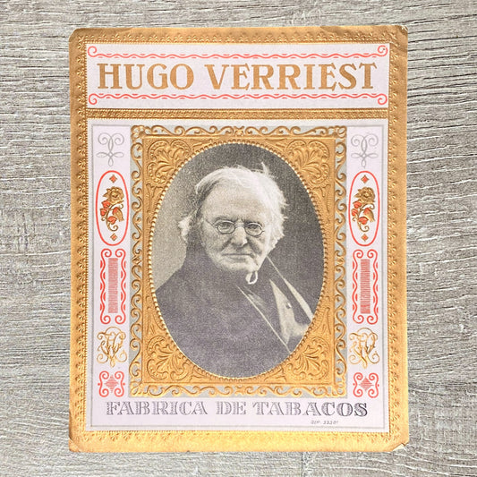 Vintage Hugo Verriest Portrait Cigar Advertising Box Label Gold Embossed Rare