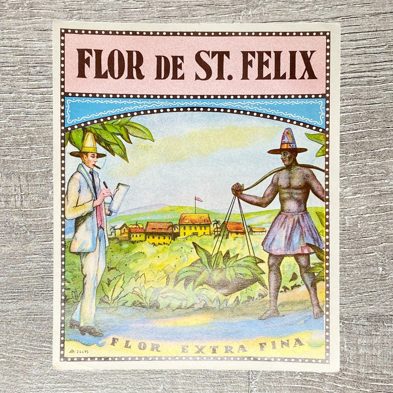 Vintage Flor De St. Felix Cigar Advertising Box Label Gold Embossed Early 1900s
