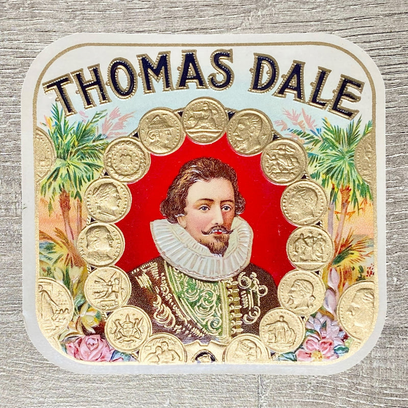 Vintage Thomas Dale Cigars Advertising Cigar Box Label Gold Embossed Early 1900s
