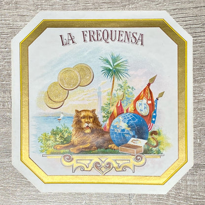 Vintage La Frequensa Cigars Advertising Cigar Box Label Gold Tone Early 1900s