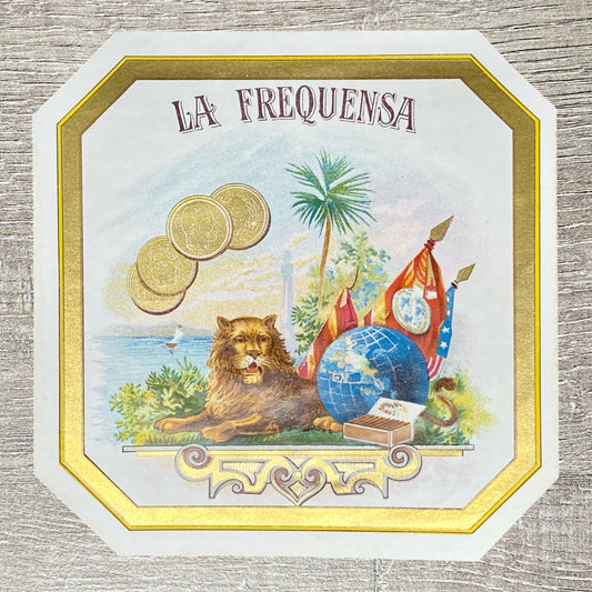 Vintage La Frequensa Cigars Advertising Cigar Box Label Gold Tone Early 1900s