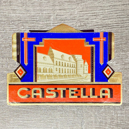 Vintage Castella Cigars Dutch Advertising Cigar Box Label Gold Tone Early 1900s