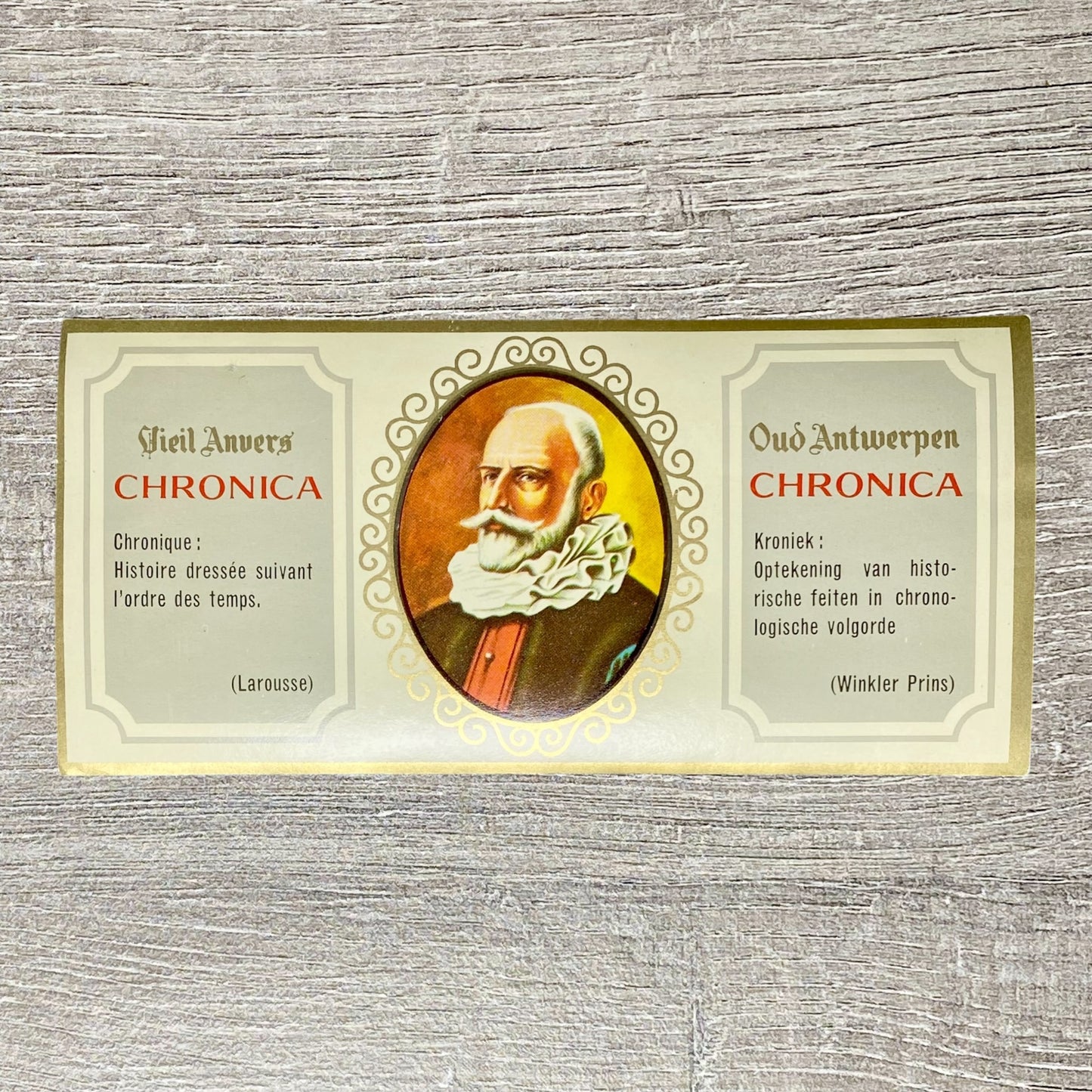 Vintage Chronica Cigars Portrait Man 17th Century Attire Cigar Box Label Rare