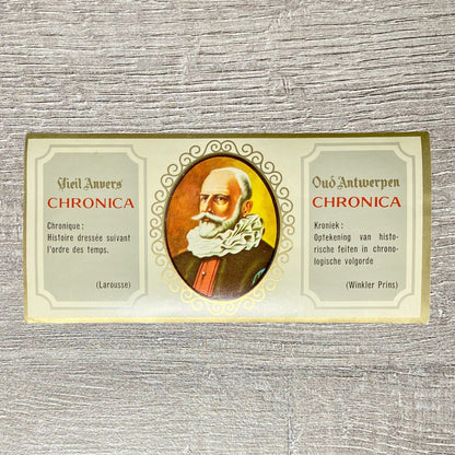 Vintage Chronica Cigars Portrait Man 17th Century Attire Cigar Box Label Rare
