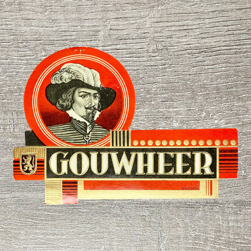 Vintage Gouwheer Cigars Portrait Man 17th Century Fashion Cigar Box Label Rare