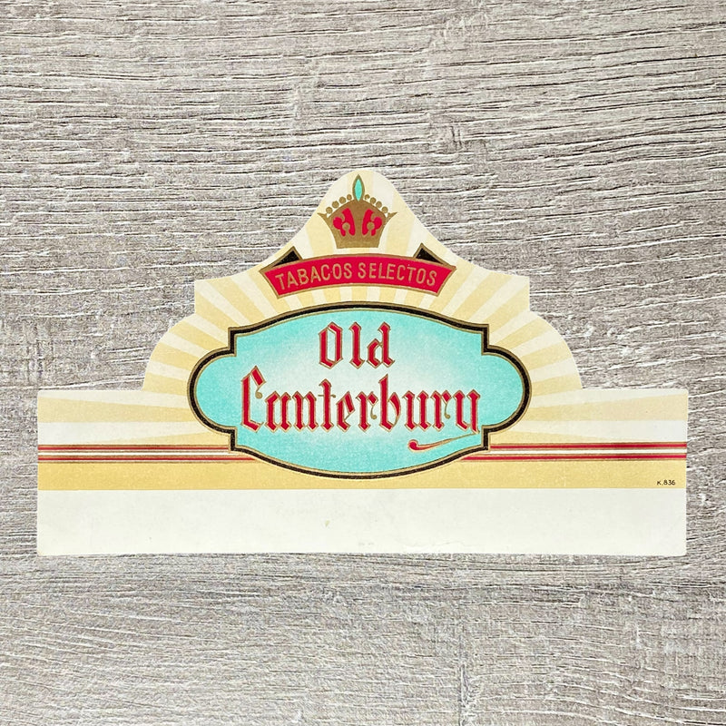 Vintage Old Canterbury Cigars Tabacos Selectos Cigar Box Label Gold Tone 1900s