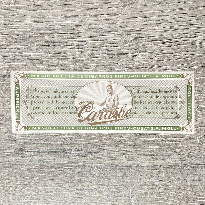 Vintage Caraibe Cigars Advertising Cigar Box Label Manufactura De Cigarros Finos