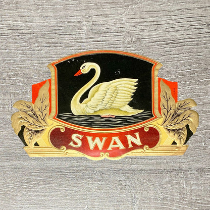 Vintage Swan Cigars Advertising Cigar Box Label Gold Embossed Early 20th Century