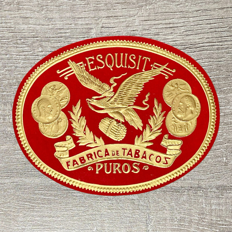 Vintage Esquisit Fabrica De Tabacos Puros Cigars Cigar Box Label Gold Embossed