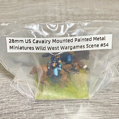 28mm US Cavalry Mounted Painted Metal Miniatures Wild West Wargames Scene #54
