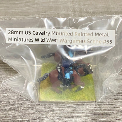 28mm US Cavalry Mounted Painted Metal Miniatures Wild West Wargames Scene #55
