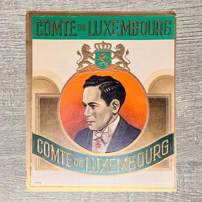Vintage Comte De Luxembourg Portrait Cigar Advertising Box Label Gold Embossed