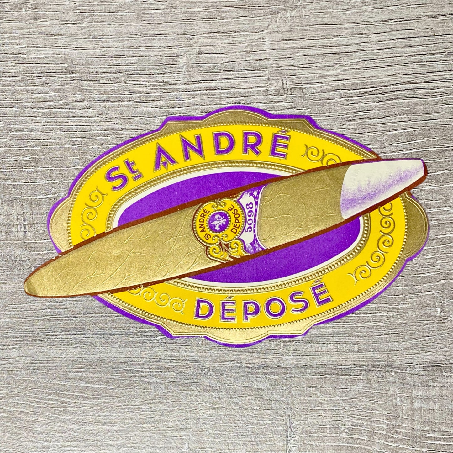 Vintage St. André Cigars Déposé Advertising Cigar Box Label Gold Embossed Rare