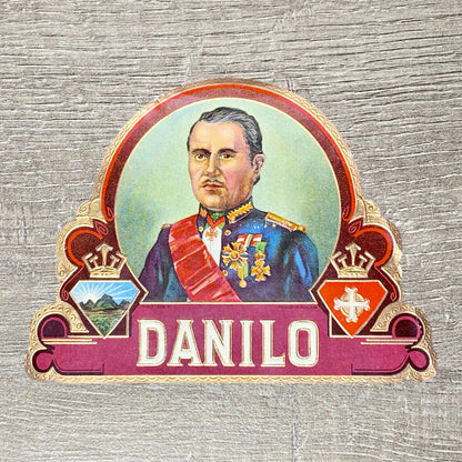 Vintage Prince Danilo Portrait Cigars Advertising Cigar Box Tobacco Label Gold
