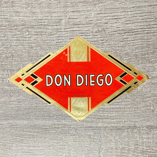 Vintage Don Diego Cigars Advertising Cigar Box Tobacco Collectible Label Gold