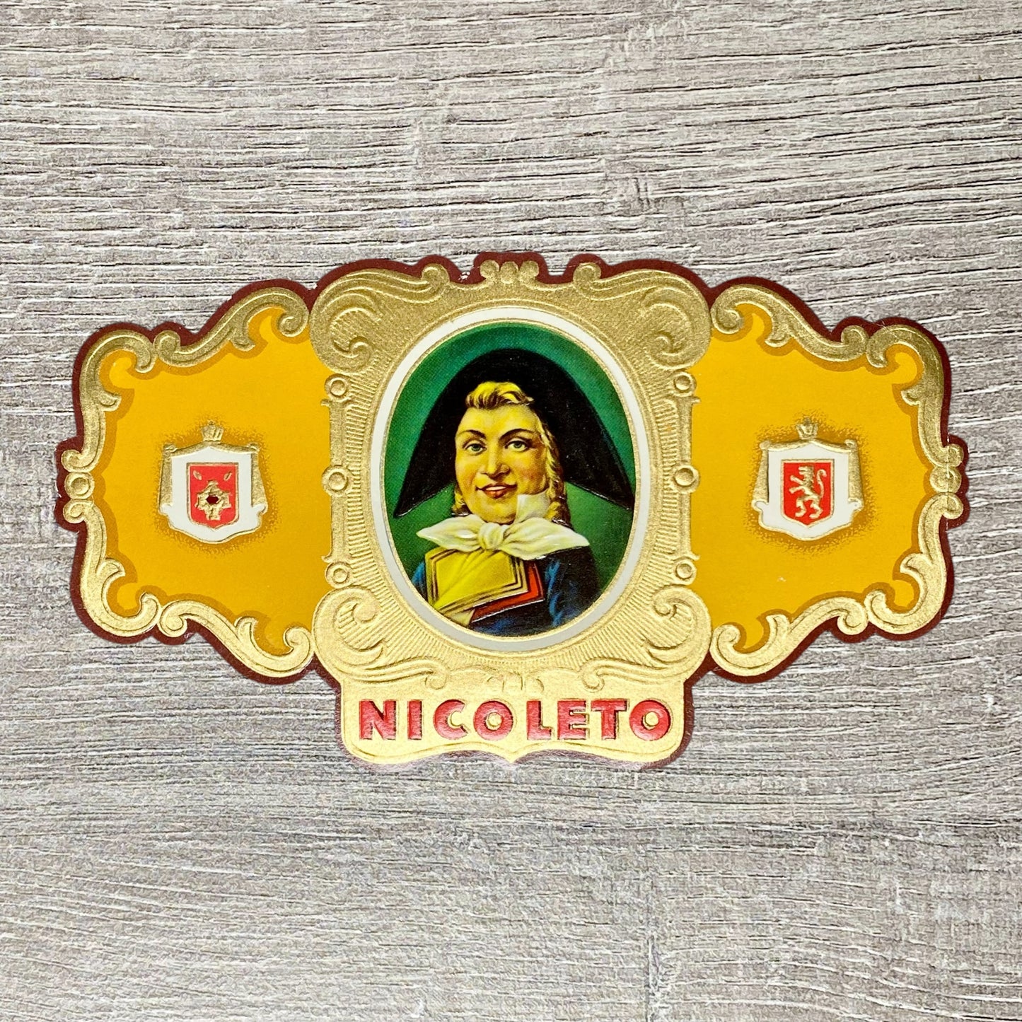 Vintage Nicoleto Cigars Advertising Cigar Box Tobacco Label Gold Embossed Rare