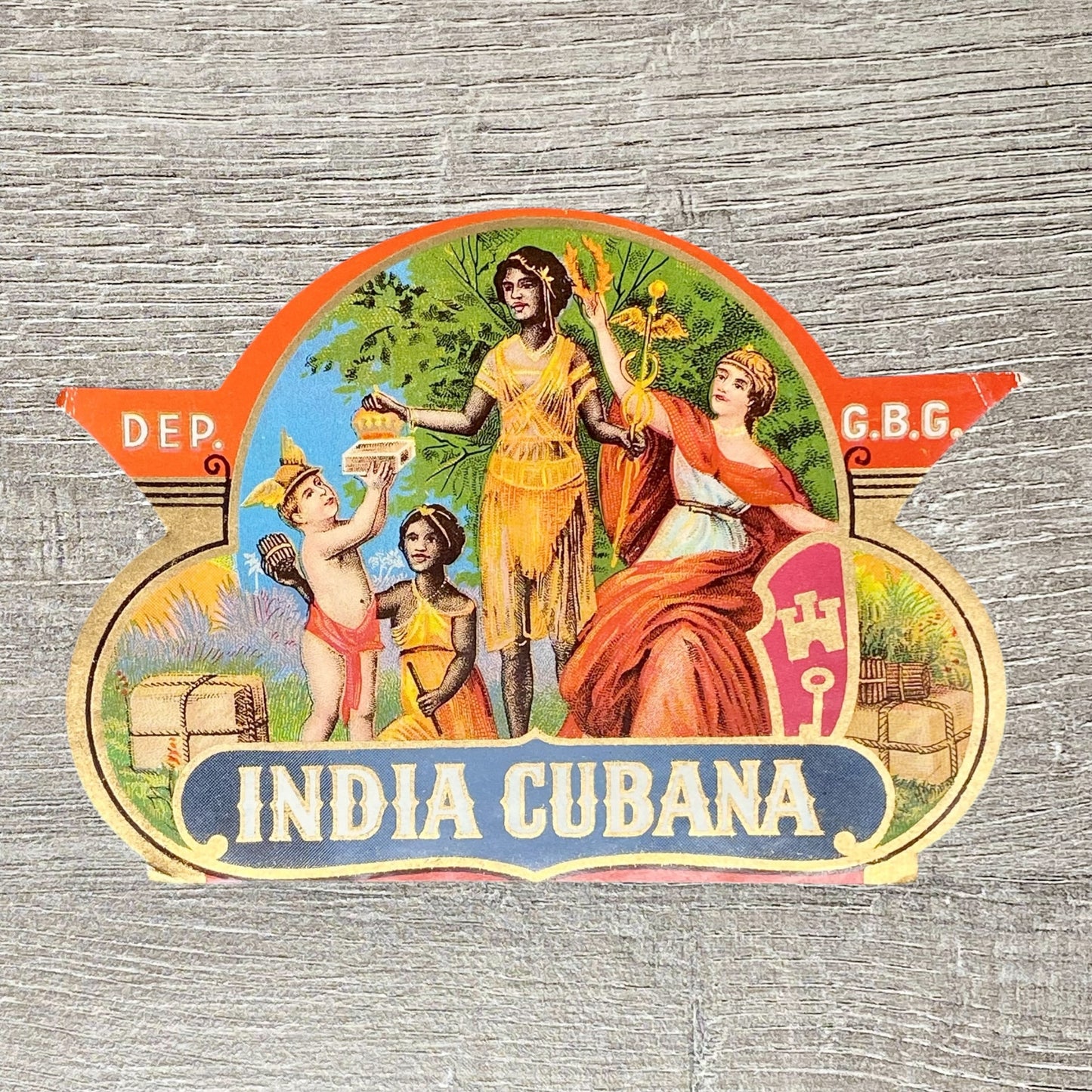 Late 19th Century India Cubana Cigars Advertising Cigar Box Tobacco Label Rare