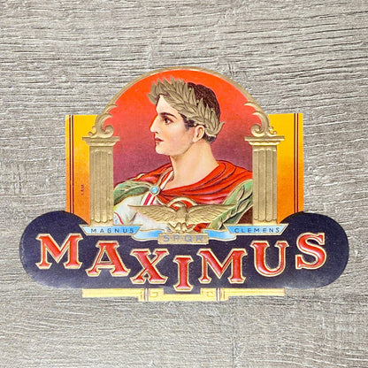 Late 19th Century Maximus Cigars Advertising Cigar Box Tobacco Label Gold Rare