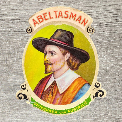 Vintage Abel Tasman Cigars Advertising Portrait Cigar Box Tobacco Paper Label