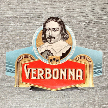 Vintage Verbonna Cigars Advertising Portrait Cigar Box Tobacco Paper Label Gold