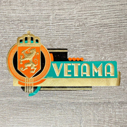 Vintage Vetama Cigars Advertising Cigar Box Tobacco Paper Label Gold Embossed