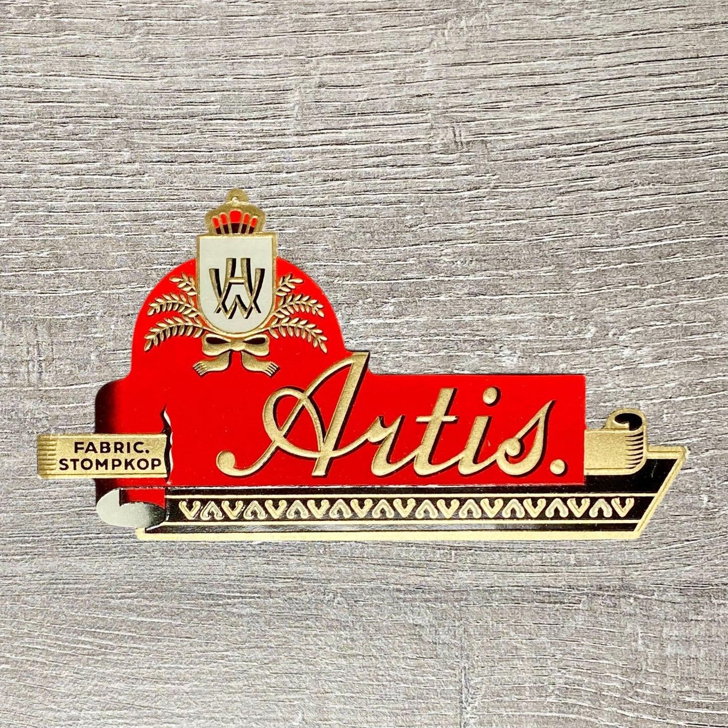 Vintage Artis Cigars Advertising Cigar Box Tobacco Paper Label Gold Embossed