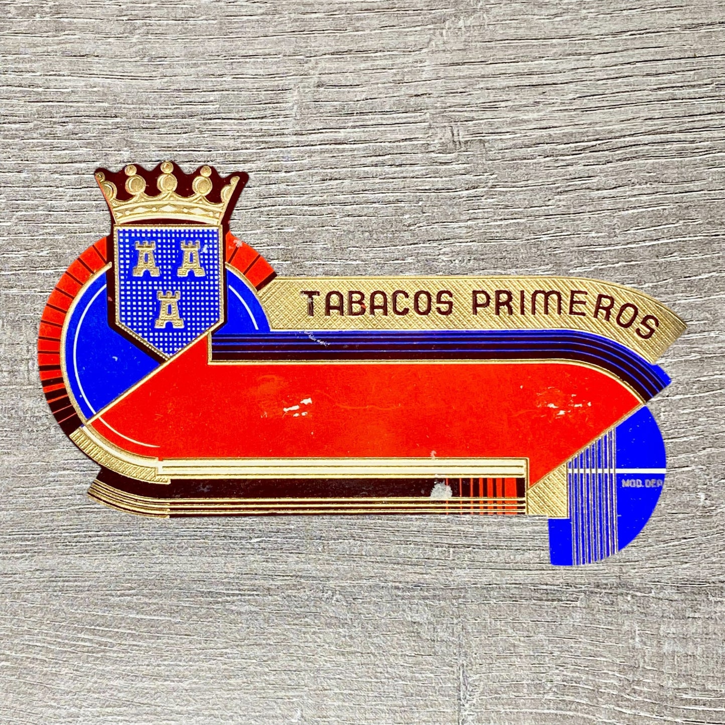 Vintage Tabacos Primeros Cigars Advertising Cigar Band Tobacco Paper Label Gold